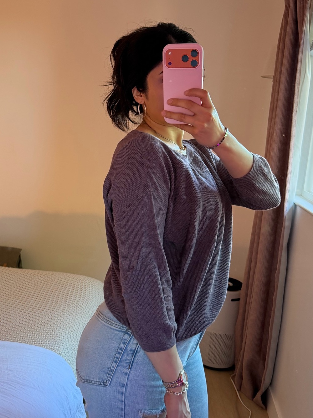 Wilfred Purple Ribbed Knit Oversized Top Sweater